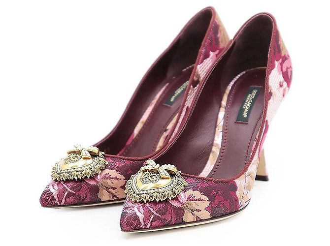 Dolce & Gabbana Escarpins en jacquard Dolce&Gabbana Rose Doré Violet