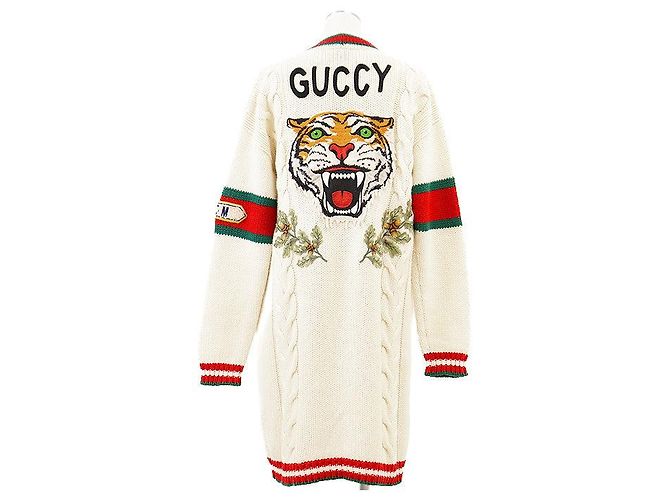 Cárdigan largo de lana Gucci GUCCY Multicolor Crudo