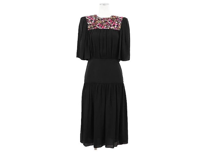 Vestido de gasa de seda Louis Vuitton Negro
