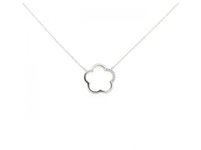 Autre Marque Collar de flor de diamantes en oro blanco K10 Plata
