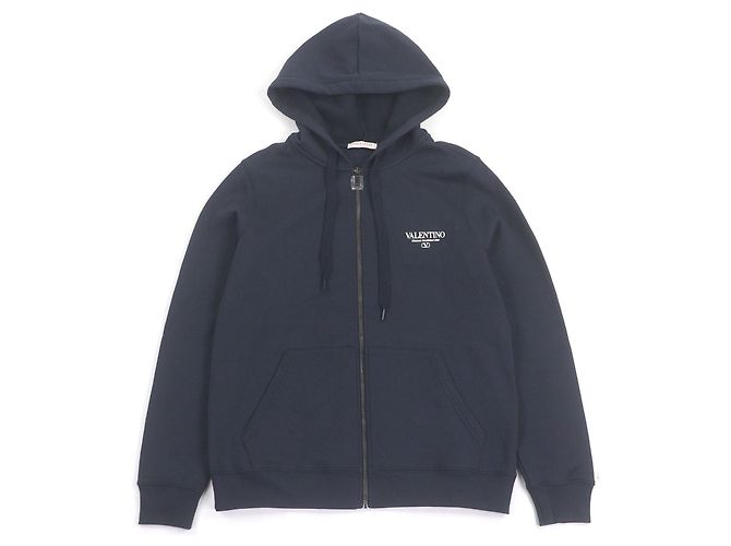 Valentino Logo-Print Baumwoll-Hoodie Blau Marineblau