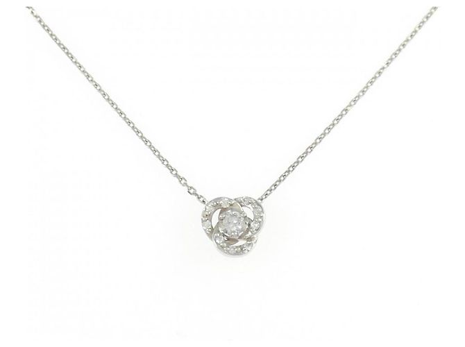 Autre Marque 4C-Platin-Diamant-Halskette Silber