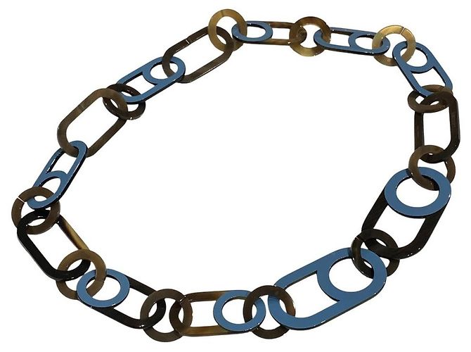 Hermès Collana lunga Variation in corno di bufalo Hermes Blu 