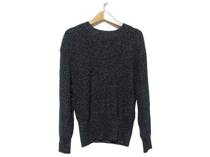 Autre Marque PLST Strickpullover mit Metallic-Effekt Schwarz