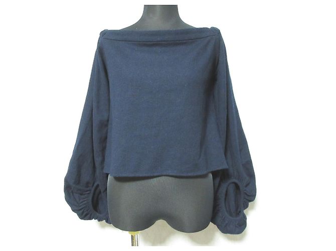 Autre Marque Top in lana con spalle scoperte ELIN Blu Blu navy
