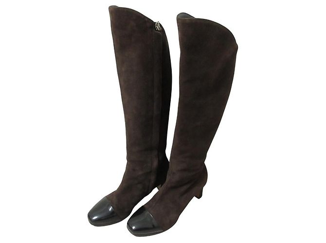 Max Mara Suede Long Boots Brown