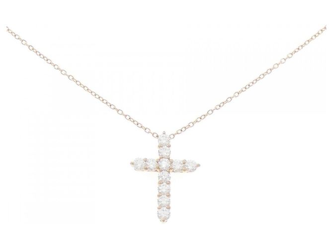 Autre Marque Collar Cross Diamond en Au750 Rosa