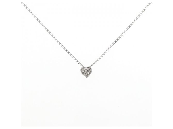 Autre Marque Collana a Cuore in Diamanti e Oro Bianco K10 Argento