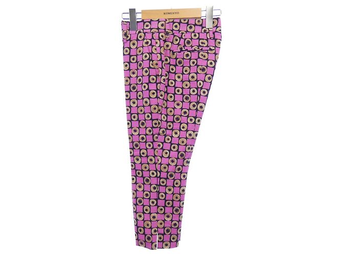 Prada Cropped Pants Black Pink Beige