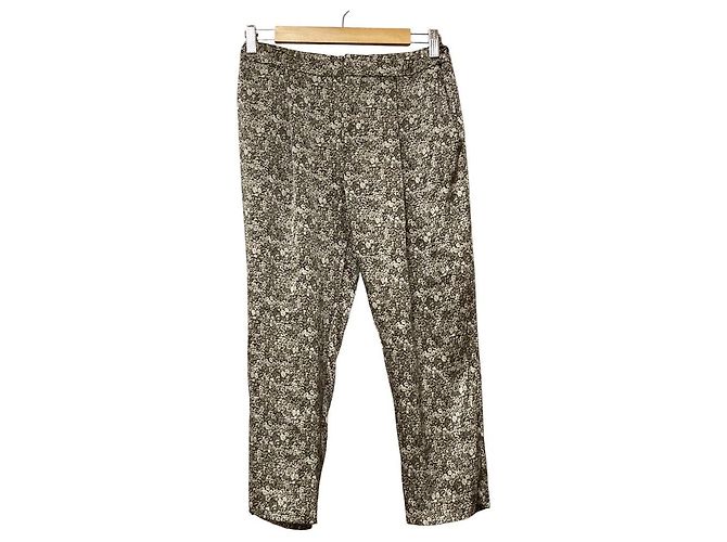 Autre Marque Calça curta de seda com estampa floral Drawer Marrom
