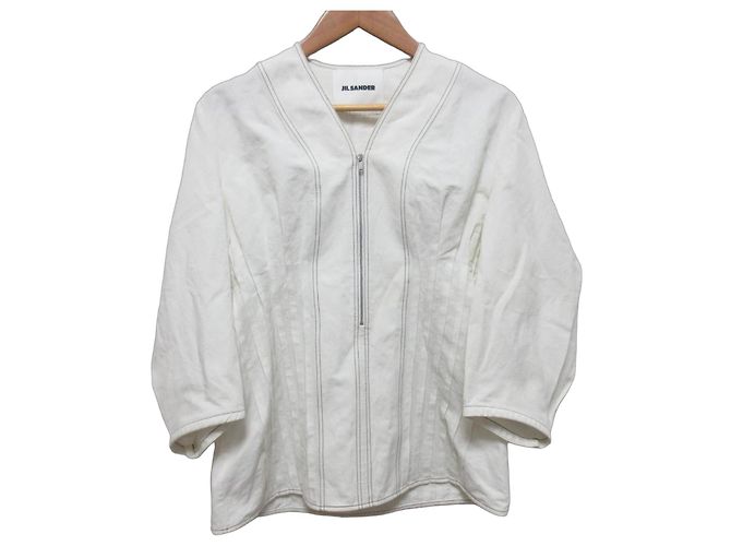 Camicetta Jil Sander con mezza zip Bianco Bianco sporco