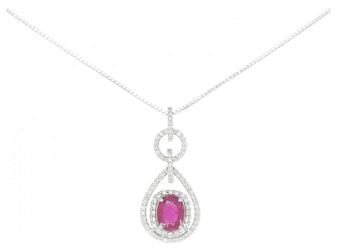 Autre Marque Collana con rubino e diamanti Au750 Rosso