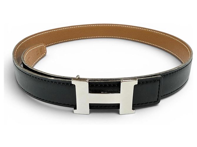Hermès HERMES Vintage Leather Belt Brown Black