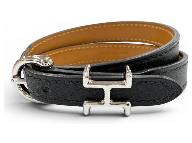 Hermès Pulseira Charm de Couro Trench HERMES Preto