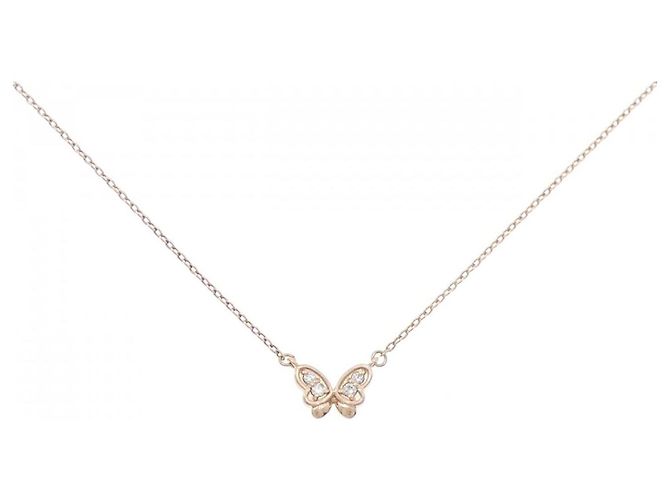 Autre Marque K10PG Butterfly Diamant-Halskette Pink