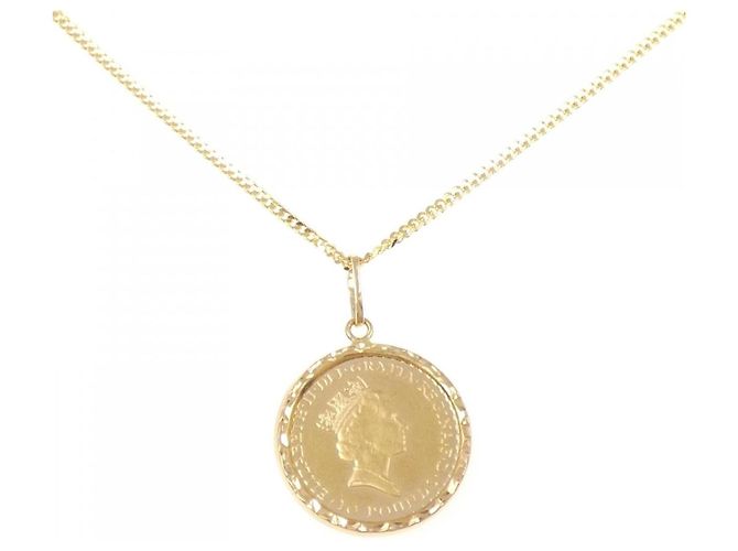 Autre Marque Colar de Moeda Au750 Dourado