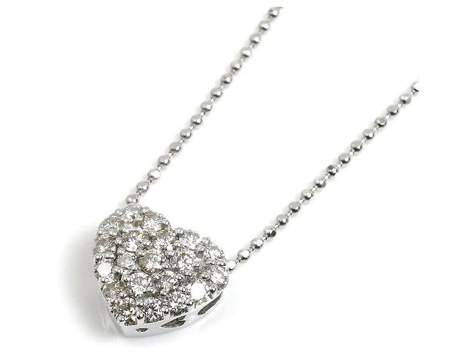 Autre Marque Ponte Vecchio K18WG Herz Diamant Halskette Silber