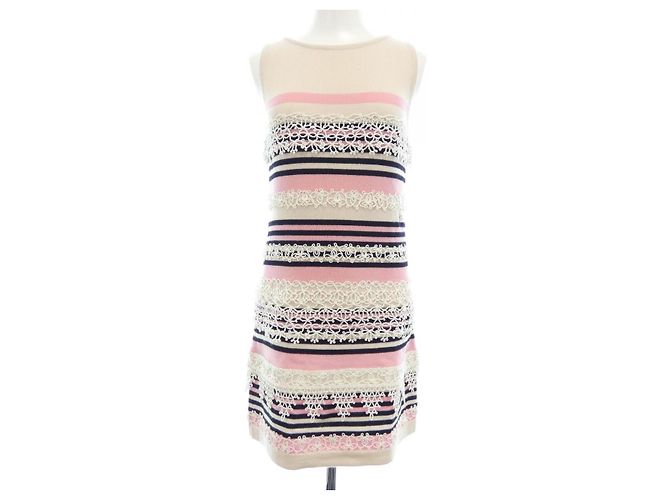 Chanel Kaschmirkleid Schwarz Pink Weiß Beige