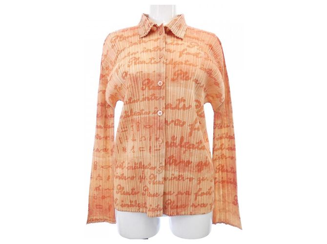 Autre Marque Top Pleats Please Lettering Laranja