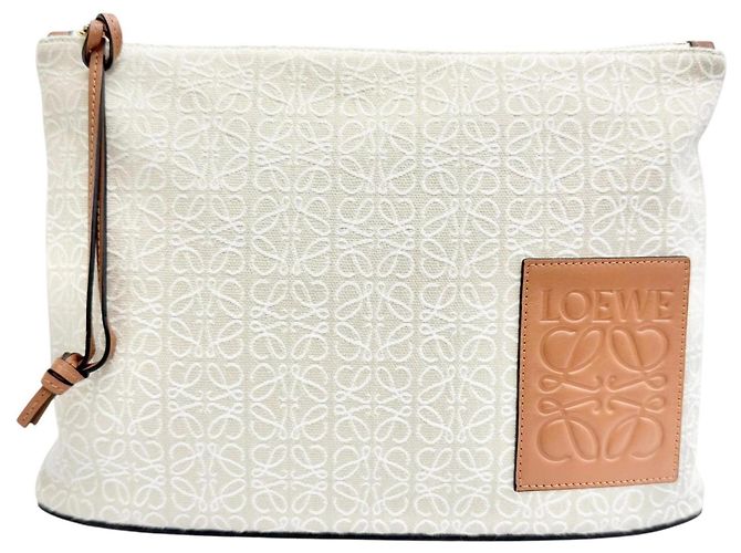 Clutch Oblong Loewe Marrone Beige
