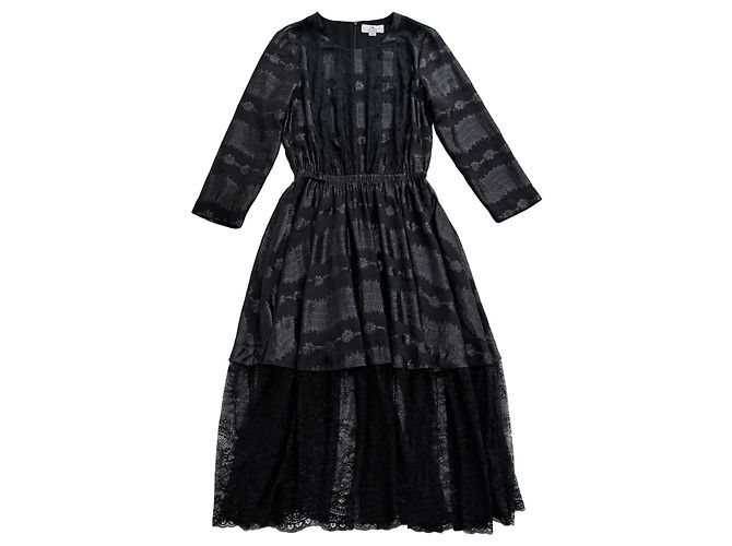 Autre Marque We Are Kindred Midi-Kleid mit Spitzenbesatz in Schwarz