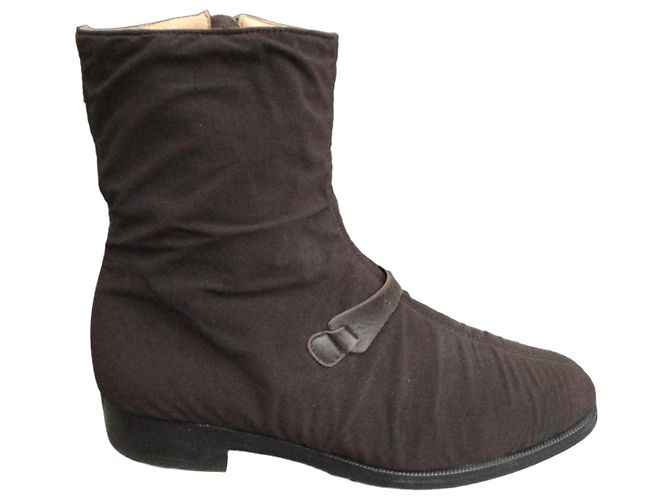 Céline CELINE vintage brown canvas boots