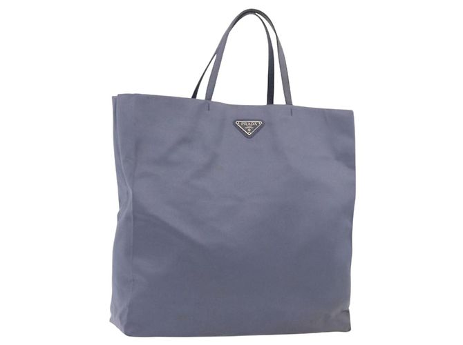 Sac à main PRADA en satin bleu Auth ka5142A