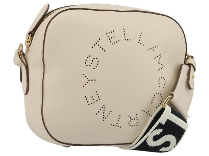 Autre Marque Bolsa de Ombro Stella MacCartney em Couro Marfim Ouro Auth BA13823