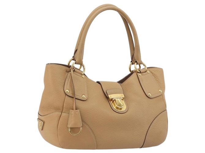 Borsa a mano PRADA in pelle marrone oro Auth BA13540A D'oro