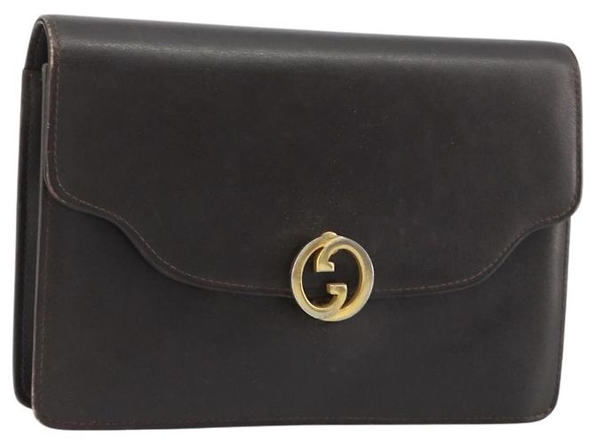 Clutch GUCCI in pelle marrone oro Auth 186593 D'oro