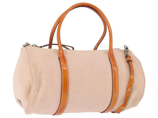 Bolsa PRADA Canvas 2way Bege Prata Auth 190718