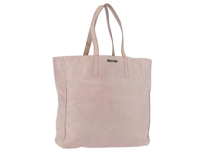 Bolsa Miu Miu de couro rosa prata Auth 190473A