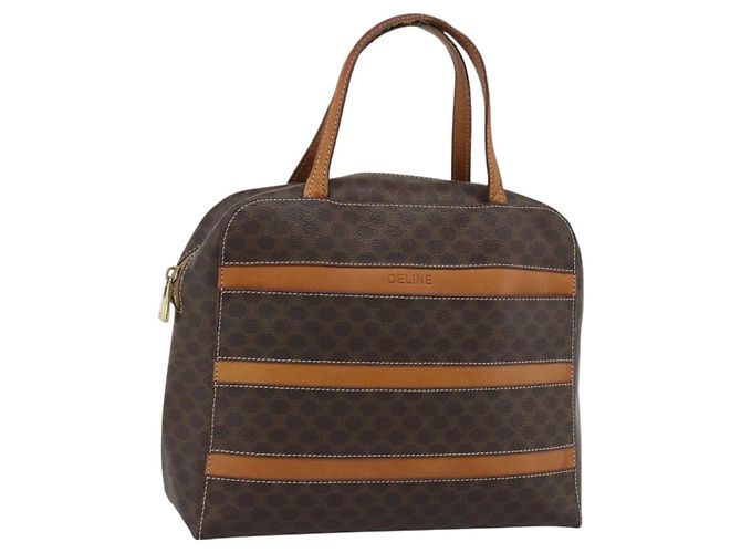 Céline Sac à main CELINE Macadam Canvas PVC Cuir Marron Or Auth mr2662 Doré