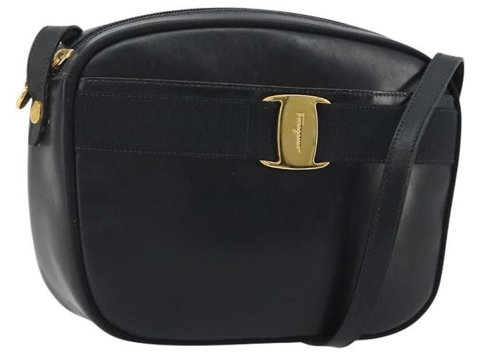 Borsa a Spalla Salvatore Ferragamo Vala in Pelle Nera e Oro Auth BA13929 Nero D'oro