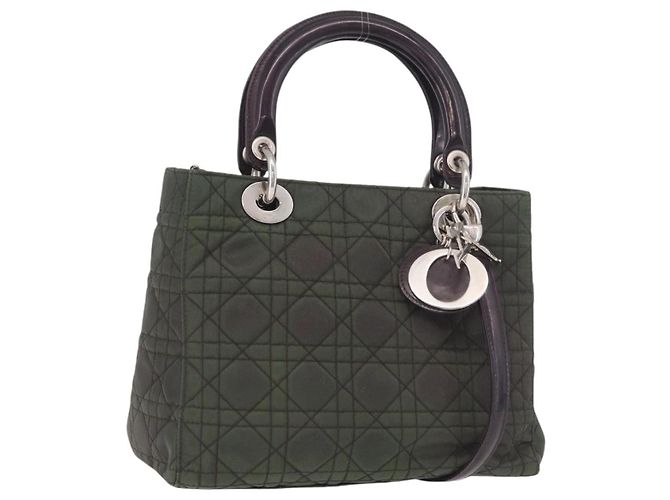 Christian Dior Canage Canvas Handtasche 2way Grün Silber Auth ka5205