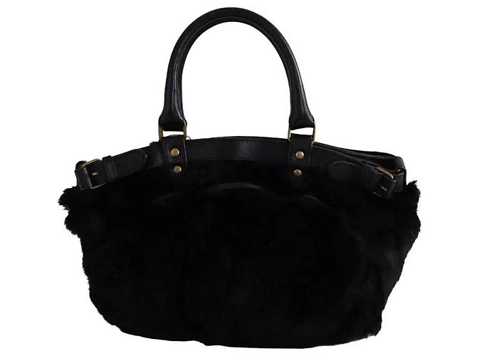 Borsa a spalla Vanessa Bruno in pelliccia nera Nero