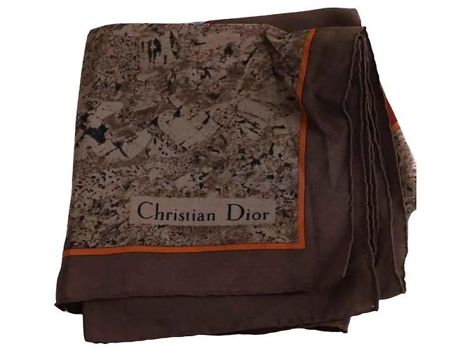 Carré Dior in seta marrone 