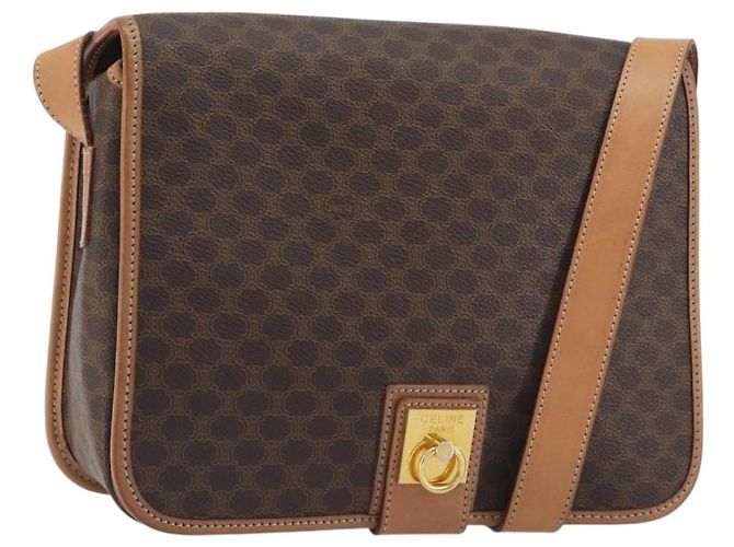 Céline CELINE Borsa a Spalla Macadam PVC Pelle Marrone Oro Auth ka5180A D'oro