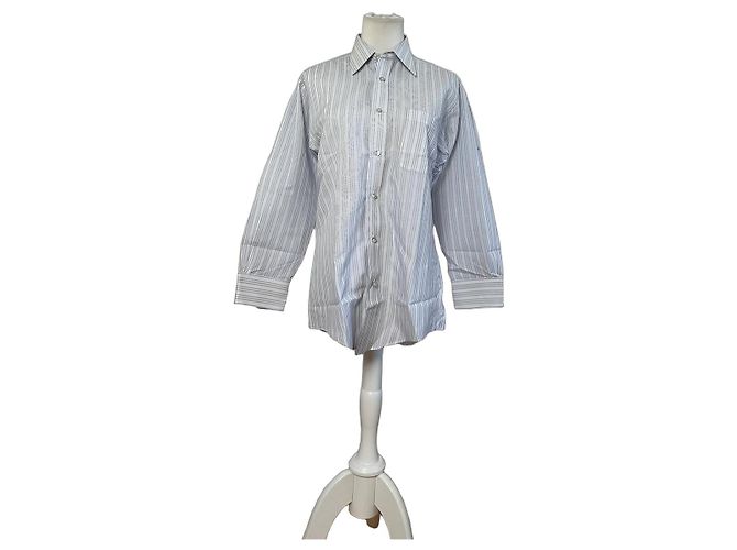 Autre Marque Camicia in cotone a righe vintage Renoma da uomo Bianco Blu S
