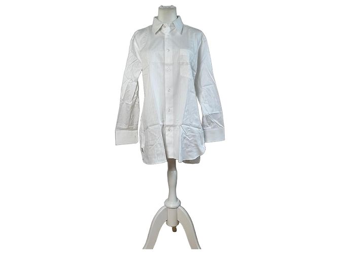 Camicia in cotone a righe da uomo Vintage Dior Bianco M