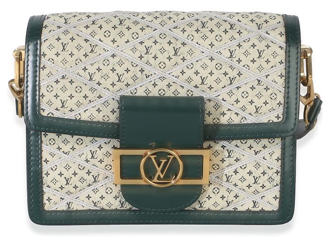 Louis Vuitton Mini Dauphine em denim acolchoado verde com estampa monogram