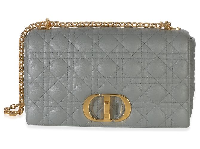 Bolsa Christian Dior Caro Chain Medium em couro de bezerro macio cinza cannage