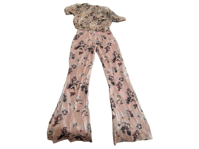 Autre Marque ØUD Paris Rosa Pailletten-Set mit Blumenprint Pink Mehrfarben
