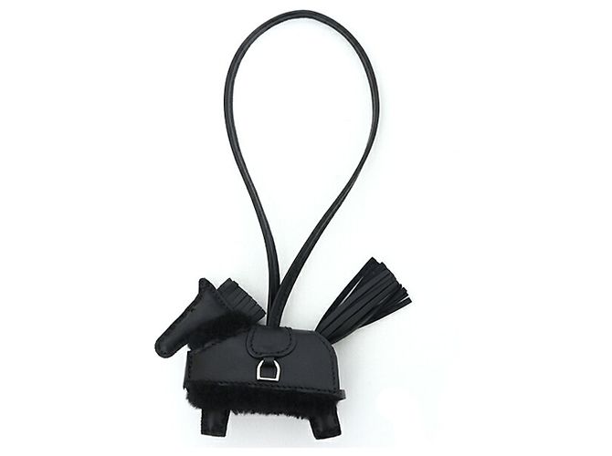 Hermès Hermes Rodeo Charm Robeo Plüsch PM Taschenanhänger Schwarz