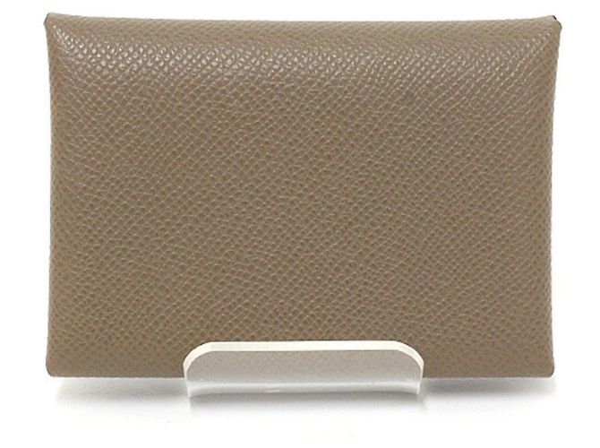 Hermès Monedero Hermes Calvi Duo Epsom Gris pardo