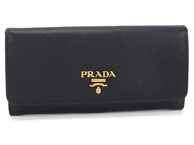 Saffiano Prada Bi-fold Long Wallet Black