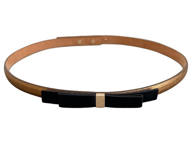 Cinto Gucci de couro com laço Preto Dourado