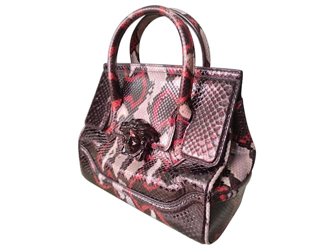Versace Sac à main Medusa en cuir de python Noir Rouge Beige Imprimé python 