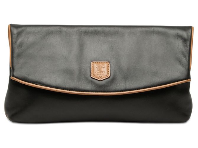 Céline Celine Triomphe Clutch aus schwarzem Leder