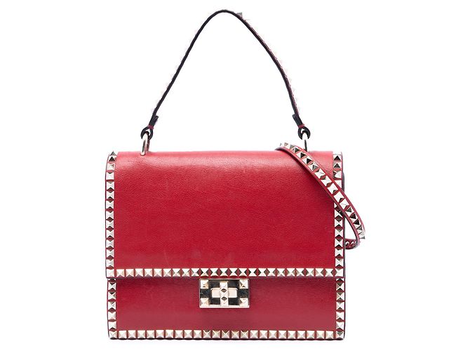 Borsa Valentino Red Leather Rockstud No Limit Rosso